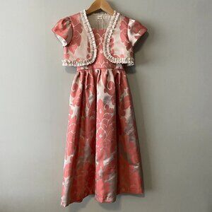 Handmade Children's 2 Piece Poly Jacquard Maxi Dress With Lace Detail Bolero